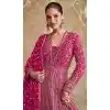 Rani Pink Georgette Embroidered Party Wear Plus Size Gown With Dupatta - 11769203025