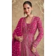 Rani Pink Georgette Embroidered Party Wear Gown With Dupatta - 11769203025