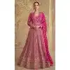Rani Pink Georgette Embroidered Party Wear Plus Size Gown With Dupatta - 11769203025