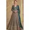 Green Georgette Embroidered Party Wear Plus Size Gown With Dupatta - 11769203026