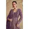 Purple Georgette Embroidered Party Wear Plus Size Gown With Dupatta - 11769203027