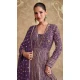 Purple Georgette Embroidered Party Wear Gown With Dupatta - 11769203027