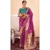 Wine Paithani Silk Printed Work Party Wear Plus Size Saree - 11779203139