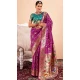 Wine Paithani Silk Print Work Party Wear Saree - 11779203139