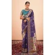 Purple Paithani Silk Print Work Party Wear Saree - 11779203140