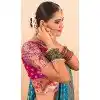 Firozi Blue Paithani Silk Printed Work Party Wear Plus Size Saree - 11779203141