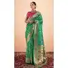Green Paithani Silk Printed Work Party Wear Plus Size Saree - 11779203142