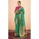 Green Paithani Silk Print Work Party Wear Saree - 11779203142