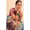 Teal Blue Paithani Silk Printed Work Party Wear Plus Size Saree - 11779203144