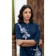 Cotton Floral Print Party Wear Readymade Kurta With Bottom In Teal Blue - 11767203020