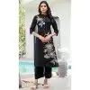 Cotton Floral Print Party Wear Readymade Plus Size Kurta With Bottom In Black - 11767203021