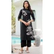 Cotton Floral Print Party Wear Readymade Kurta With Bottom In Black - 11767203021
