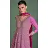 Pink Georgette Sequins Work Party Wear Designer Plus Size Gown With Dupatta - 11770203028