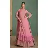 Georgette Sequins Work Party Wear Designer Plus Size Gown With Dupatta In Pink - 11770203030
