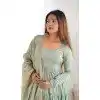 Silk Chanderi Plain Readymade Plus Size Anarkali Suit In Pista Green - 11771203031
