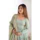 Silk Chanderi Plain Readymade Anarkali Suit In Pista Green - 11771203031