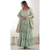 Silk Chanderi Plain Readymade Plus Size Anarkali Suit In Pista Green - 11771203031