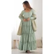 Silk Chanderi Plain Readymade Anarkali Suit In Pista Green - 11771203031