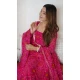 Chiffon Bandhej Print Work Readymade Anarkali Suit In Rani Pink - 11771203032