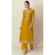 Chinon Embroidery Work Party Wear Palazzo Salwar Suit In Mustard - 11810203375