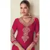 Chinon Embroidery Work Party Wear Plus Size Palazzo Salwar Suit In Rani Pink - 11810203377