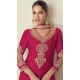 Chinon Embroidery Work Party Wear Palazzo Salwar Suit In Rani Pink - 11810203377