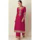 Chinon Embroidery Work Party Wear Palazzo Salwar Suit In Rani Pink - 11810203377