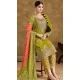 Mehendi Green Fiber Chinon Embroidered Designer Wear Salwar Suit - 11835203509