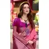 Pink Banarasi Silk Weaving Work Party Wear Plus Size Saree - 11856203607