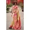 Cream Banarasi Silk Weaving Work Party Wear Plus Size Saree - 11856203610