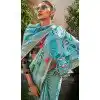 Linen Tissue Printed Party Wear Designer Plus Size Saree In Firozi Blue - 11868203687