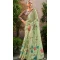 Linen Tissue Printed Party Wear Designer Saree In Pista Green - 11868203688