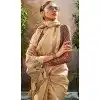Linen Tissue Printed Party Wear Designer Plus Size Saree In Cream - 11868203689