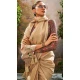 Linen Tissue Printed Party Wear Designer Saree In Cream - 11868203689