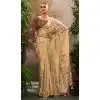 Linen Tissue Printed Party Wear Designer Plus Size Saree In Cream - 11868203689