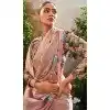 Linen Tissue Printed Party Wear Designer Plus Size Saree In Peach - 11868203690