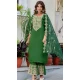 Silk Blend Embroidered Pakistani Salwar Kameez In Green - 11880203749