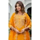 Silk Blend Embroidered Pakistani Salwar Kameez In Mustard - 11880203750