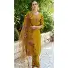 Mustard Cotton Silk Embroidered Party Wear Plus Size Salwar Suit - 11881203754