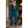 Teal Blue Cotton Silk Embroidered Party Wear Plus Size Salwar Suit - 11881203756
