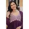 Wine Star Georgette Embroidered Work Party Wear Plus Size Gown With Dupatta - 11884203764