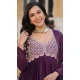 Wine Star Georgette Embroidered Work Party Wear Gown With Dupatta - 11884203764