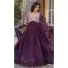 Wine Star Georgette Embroidered Work Party Wear Plus Size Gown With Dupatta - 11884203764
