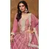 Pink Dola Silk Embroidery Work Wedding Wear Plus Size Gown - 11828203478