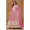Pink Dola Silk Embroidery Work Wedding Wear Plus Size Gown - 11828203478
