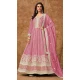 Pink Dola Silk Embroidery Work Wedding Wear Gown - 11828203478