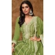 Green Dola Silk Embroidery Work Wedding Wear Gown - 11828203479