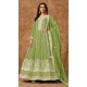 Green Dola Silk Embroidery Work Wedding Wear Gown - 11828203479