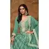 Sky Blue Dola Silk Embroidery Work Wedding Wear Plus Size Gown - 11828203480