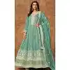 Sky Blue Dola Silk Embroidery Work Wedding Wear Plus Size Gown - 11828203480